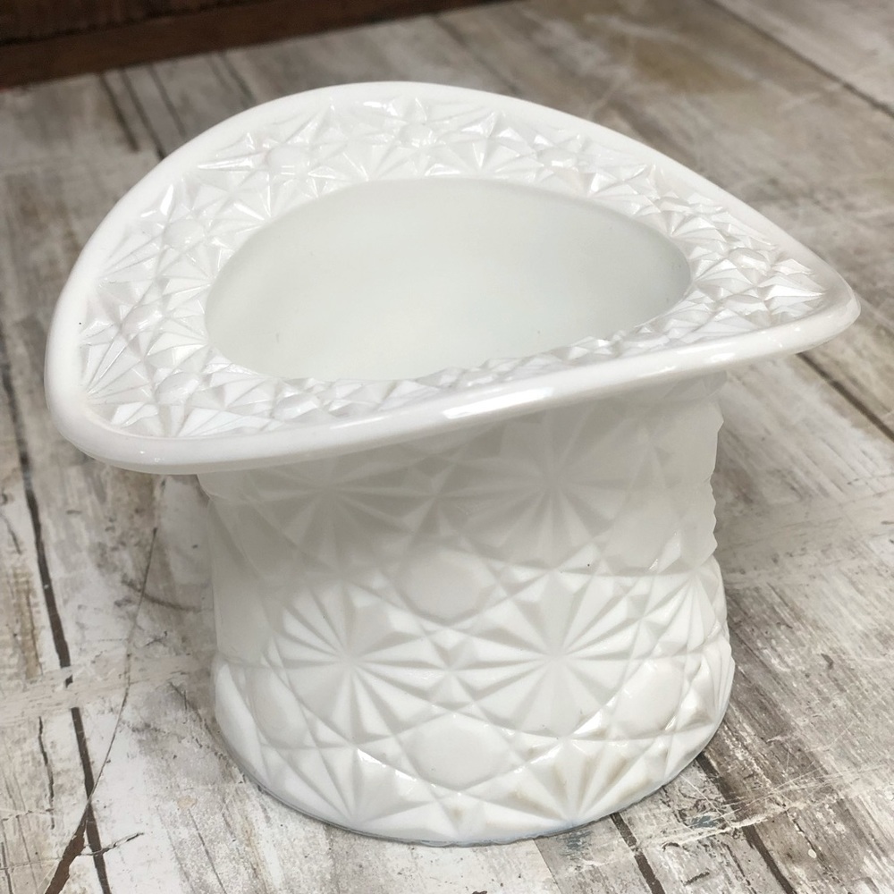 Milk Glass Hat Bowl Dish Planter Vintage